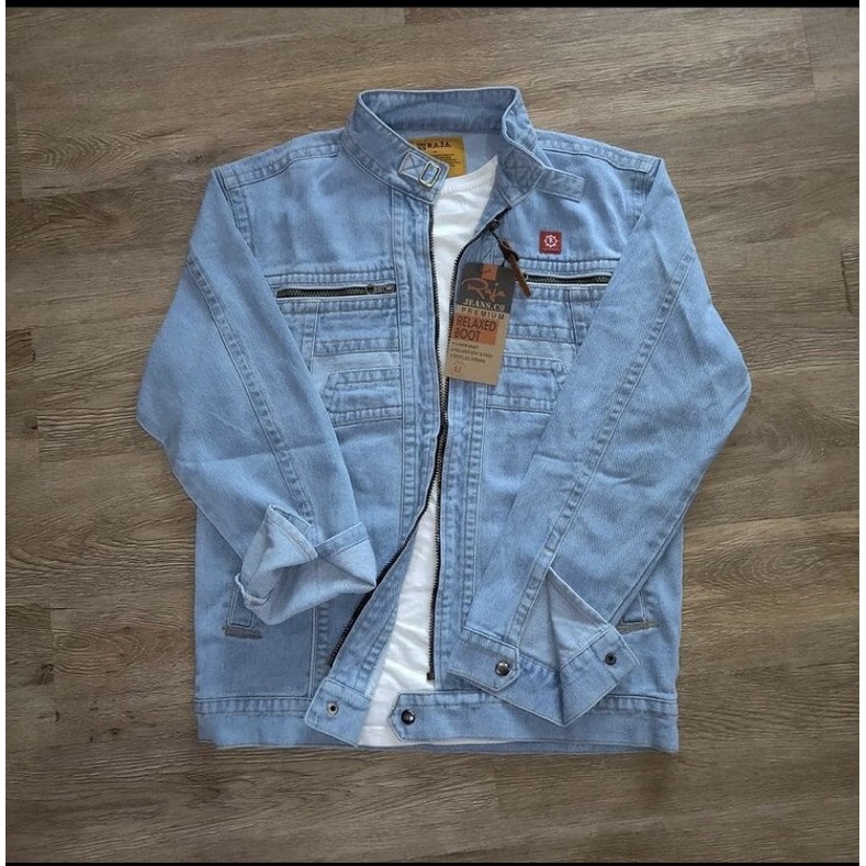 JACKET JEANS DENIM SLETING BLIT PRIA ORIGINAL