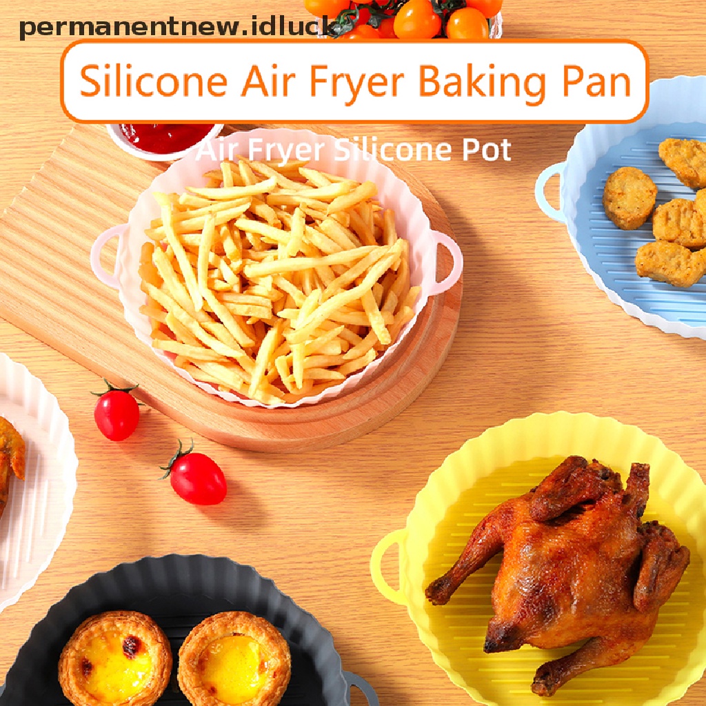 Baki Keranjang Air Fryer Bentuk Bulat Bahan Silikon Untuk Pizza Ayam