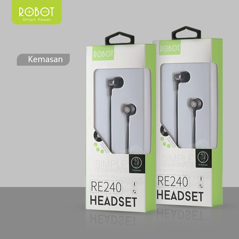 Headset ROBOT RE240 Wired Headset Wired Earphone Bass Android iPhone Original RE-240