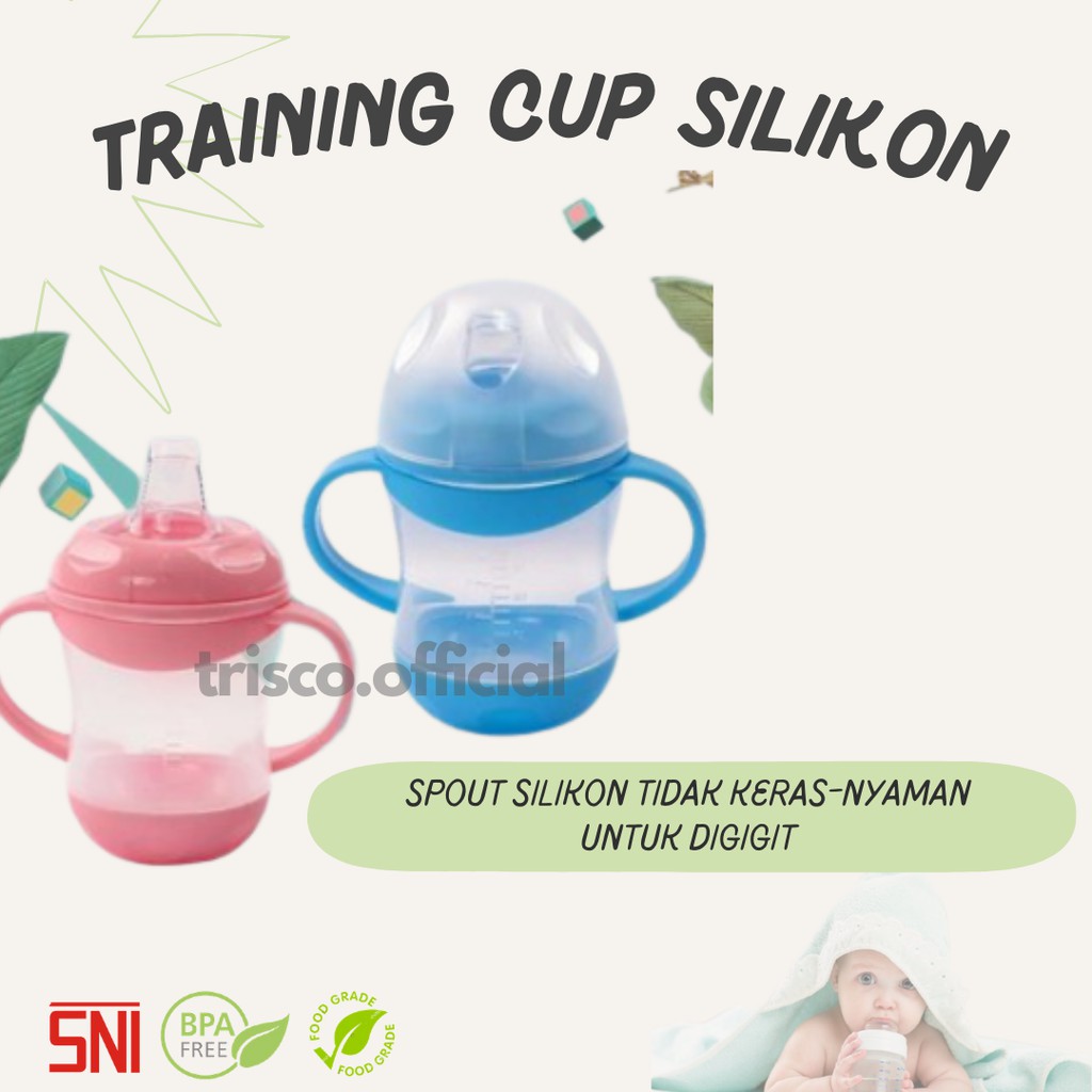 GELAS MINUM ANAK TRAINING CUP SILIKON ANTI PECAH ANTI TUMPAH JOMBANG