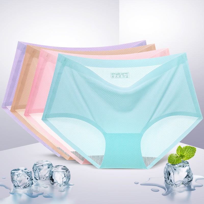 Celana Dalam Brief Seamless Pori Berlubang Bahan Ice Silk Untuk Wanita Import