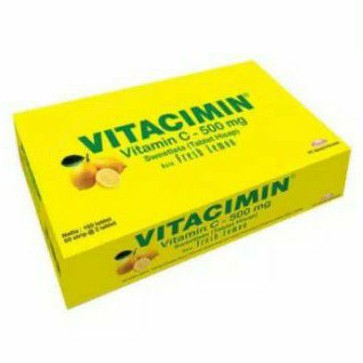 VITACIMIN BOX RASA LEMON DAN ORANGE / VITACIMIN C 500 MG 1 BOX 100 TABLET
