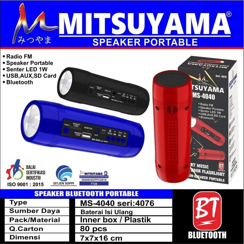 Speaker Portable Bluetooth Senter Mitsuyama MS-4076