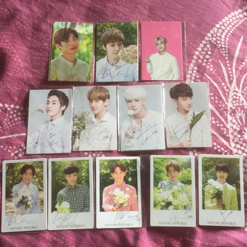 official photocard exo x nature republic baekyun suho xiumin lay do kyungsoo chen sehun original pc