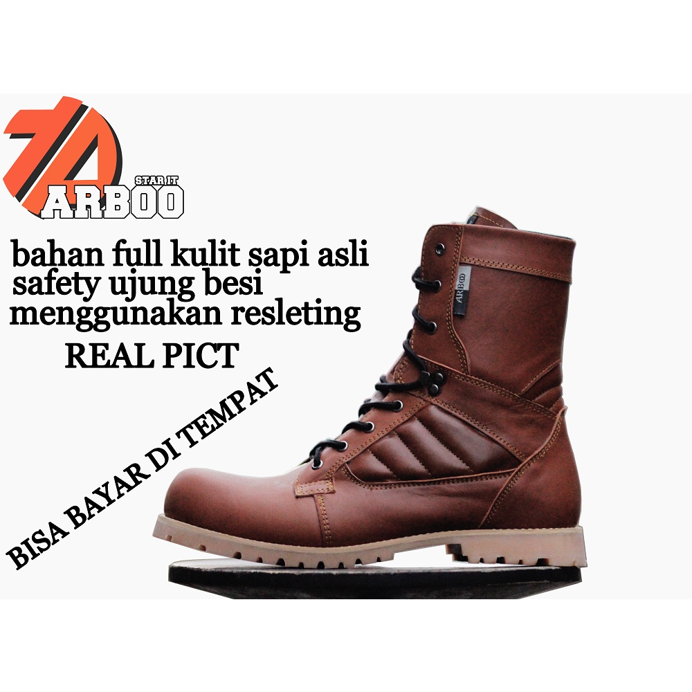 Sepatu Safety Boot PDL Klasik Sepatu PDL TNI Sepatu PDL TNI POLRI Sepatu Kulit Sapi asli Sepatu PDL 