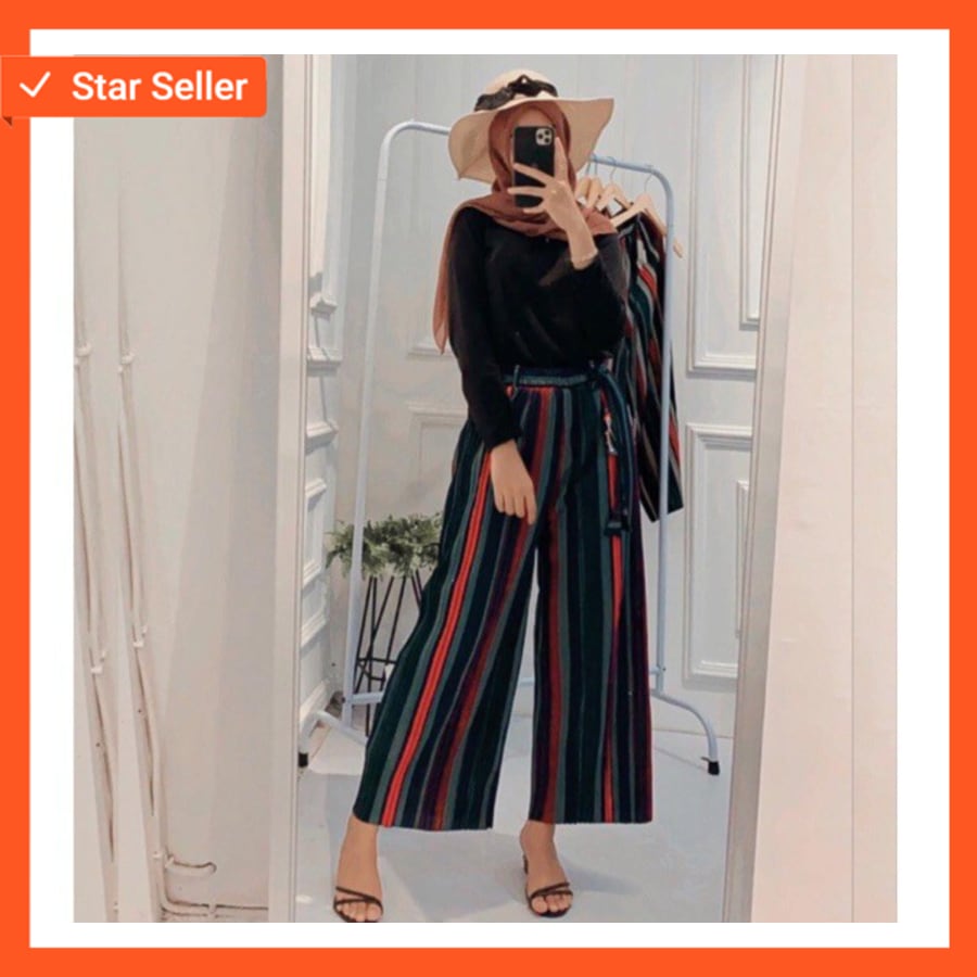 KULOT CANDY PLISKET KULOT LURUS CELANA MOTIF CELANA WANITA