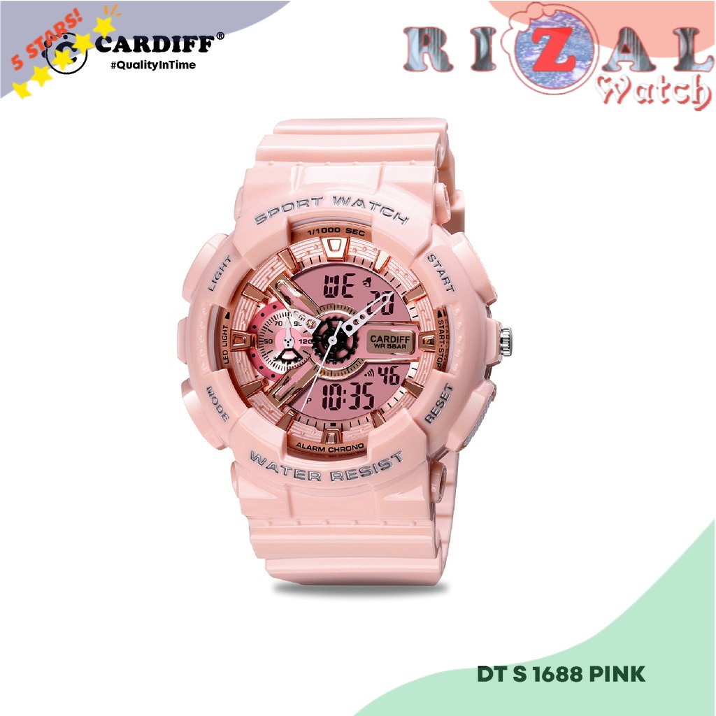 Terlaris JAM TANGAN KEKINIAN CARDIFF Dual Time 1688 JAM TANGAN KEKINIAN Sport Wanita