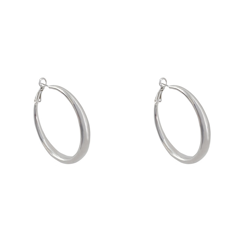 Anting Hoop S925 Silver Needle Bentuk Lingkaran Besar Untuk Wanita