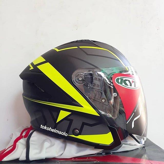 Helm KYT NFJ Motion Black Doff Yellow Fluo