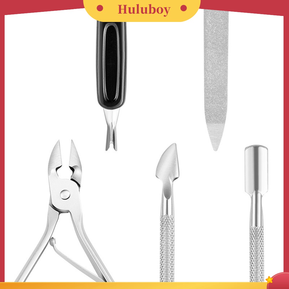 Huluboy Huluboy♡ 4pcs / Set Gunting Kuku / Kutikula / Kulit Mati Bahan Stainless Steel Untuk Manicure