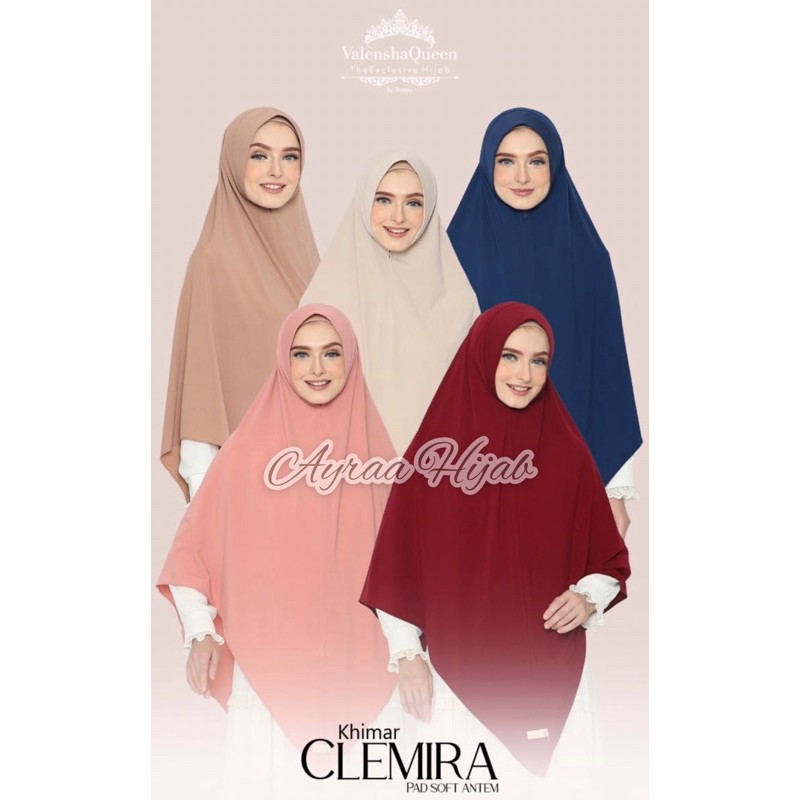 Ayraa Hijab❣️ Jilbab Instan Khimar Clemira Jumbo XL Jersey Ity Super ORI Valensha Queen