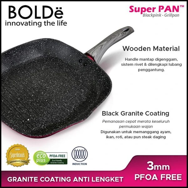 Bolde Grill Pan Pemanggang 28 cm Granite Blackpink Series