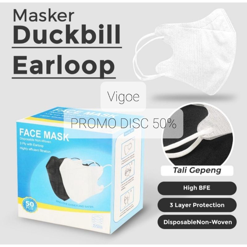 Masker Duckbill Garis isi 50pcs Pakai Box Harga Grosir