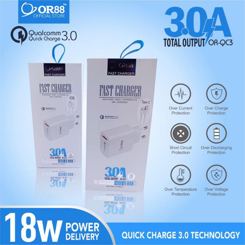 OR-QC3 CHARGER OR88 ORIGINAL FAST CHARGER TYPE C