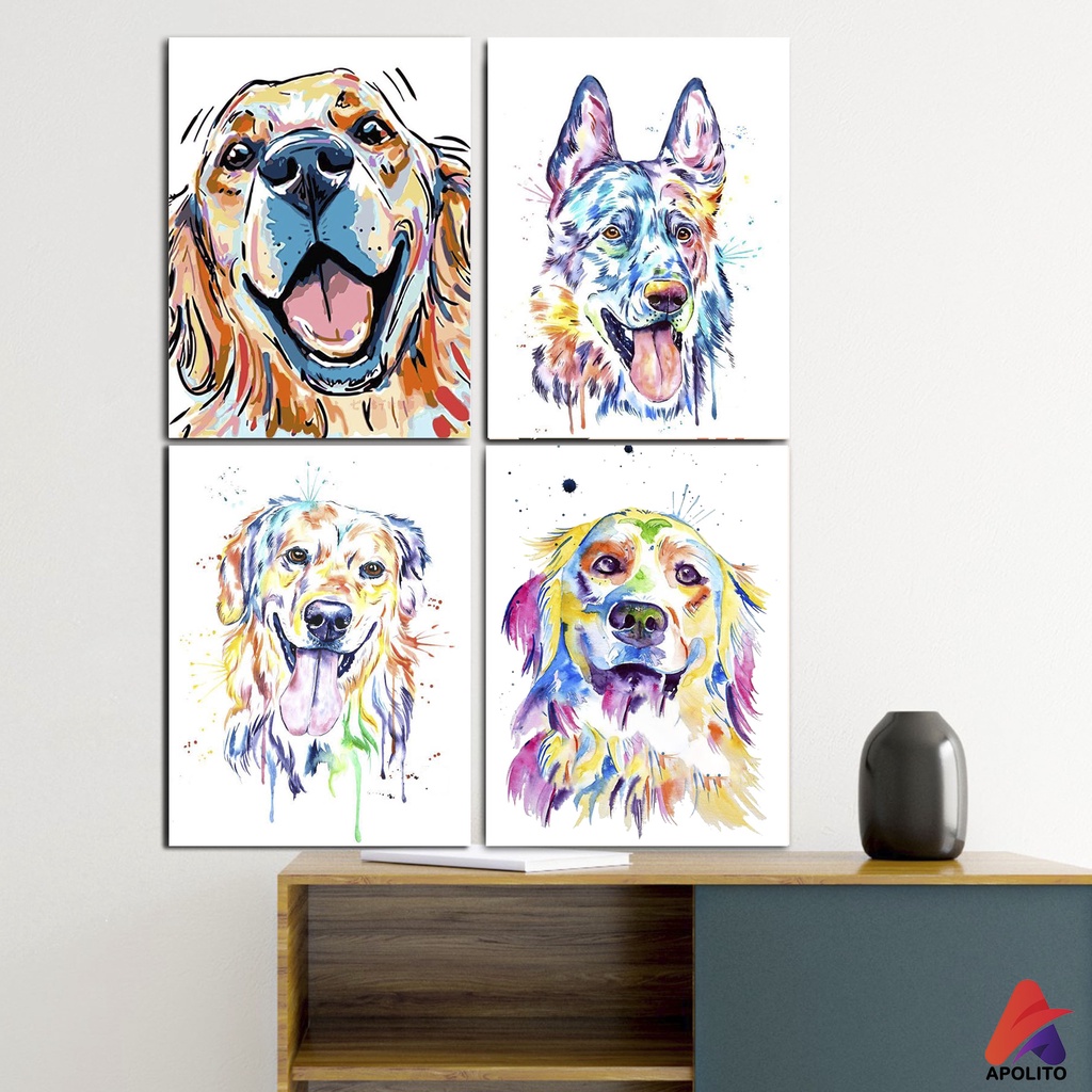 HIASAN DINDING HEWAN ANJING PAJANGAN WALL DECOR POSTER KAYU GAMBAR HEWAN ANJING