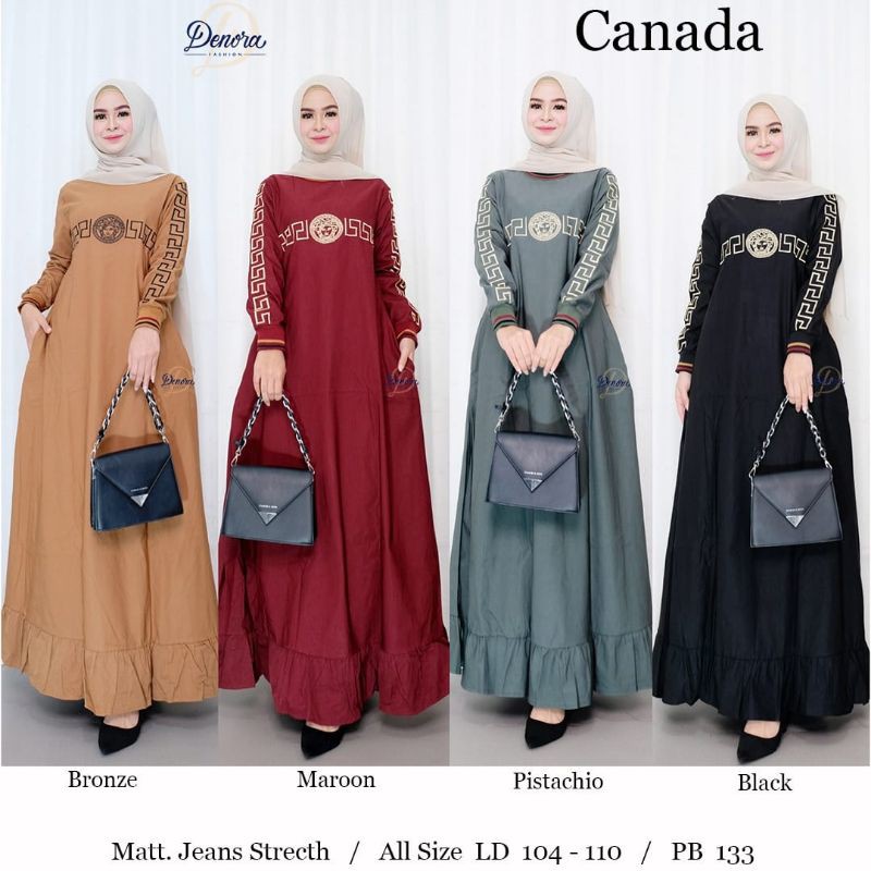 Canada By Denora / Gamis Polos Elegan / Dress Cantik Simpel Murah