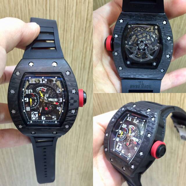 JAM TANGAN PRIA RM 030 BLACK CARBON ULTIMATE SWISS CLONE