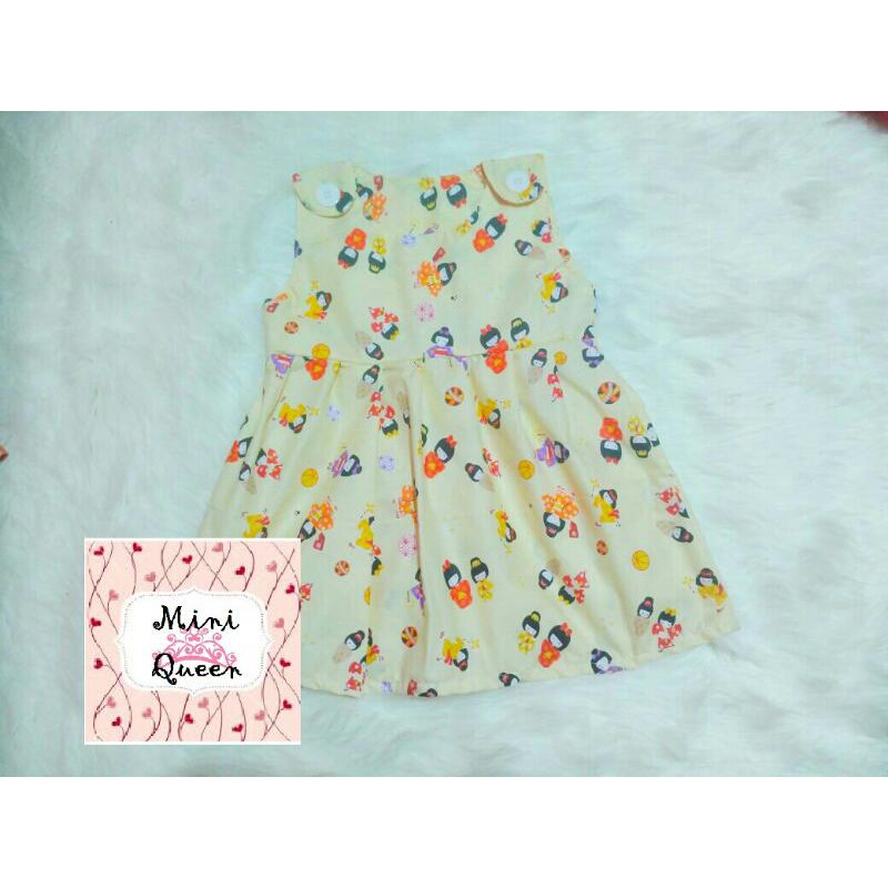 Dress Anak Katun Overall Oshin Cream Lucu Grosir Murah Cerah Adem