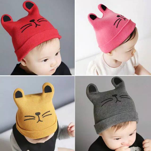 TOPI RAJUT ANAK ModeL Kucing(0_3Tahun)