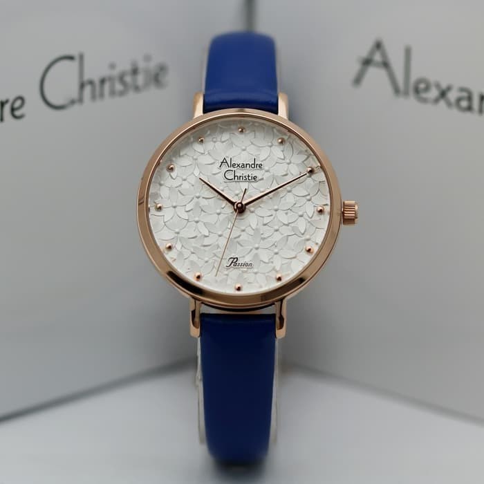 jam tangan wanita alexander cristie original ac2728 rosegold blue