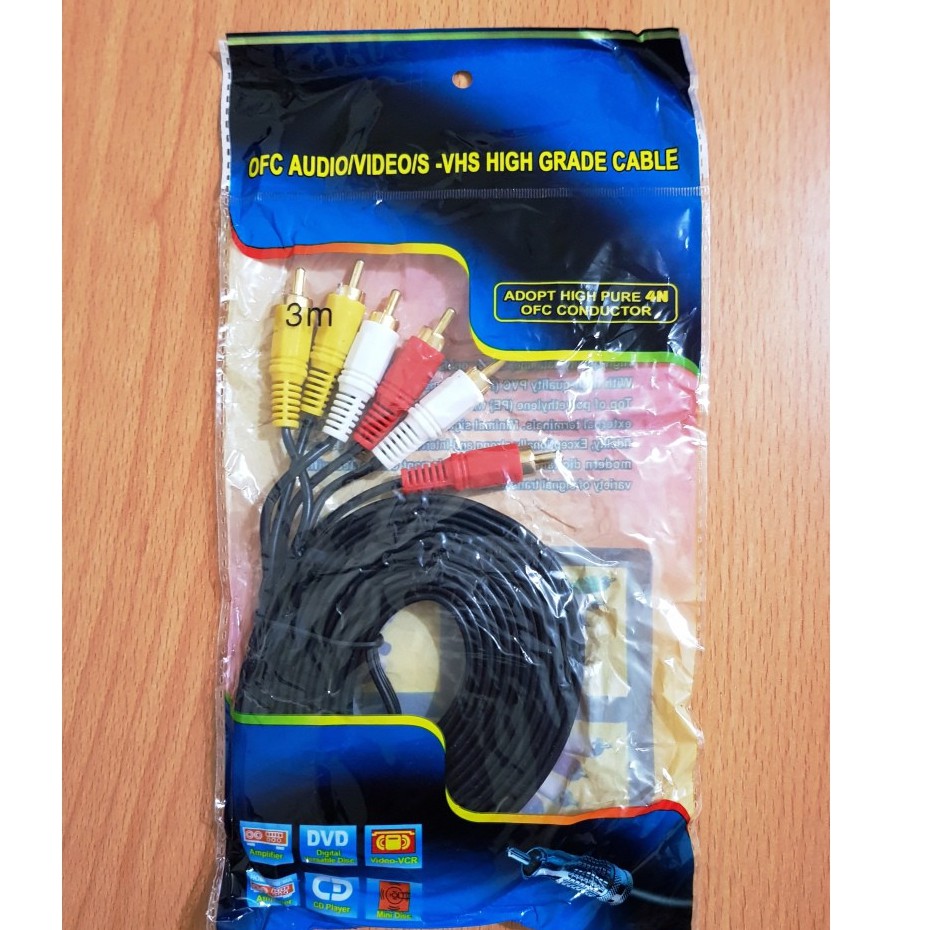 KABEL RCA 3 TO RCA 3 3 METER / VIDEO AV / KABEL MERAH PUTIH KUNING 3M