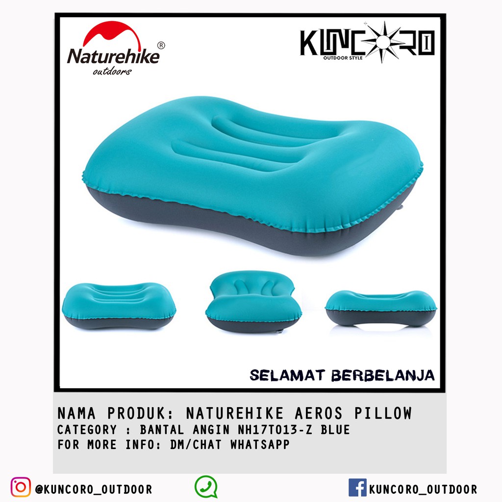 bantal angin naturehike infitable blue. bantal angin travel bantal angin camping.