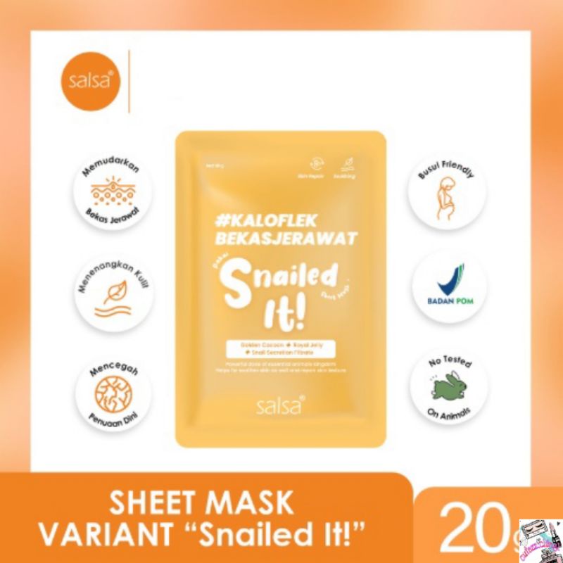 ☃Cutezz_Ching1☃Salsa Sheet Mask - Masker Wajah Daily / Hyaluronic / Vitamin ABC / Snailed It!