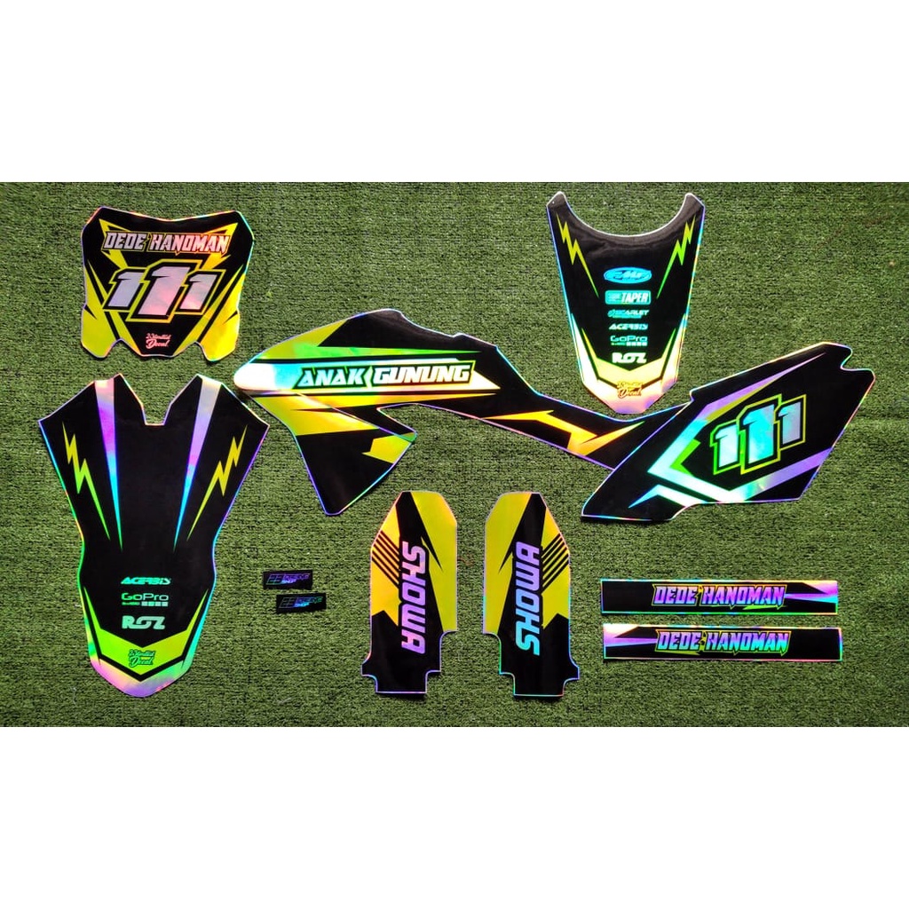 Decal Sticker KlX BF Hologram/Pelangi(Dtracker, KLX BF 150, KLX S)Desain bebas request