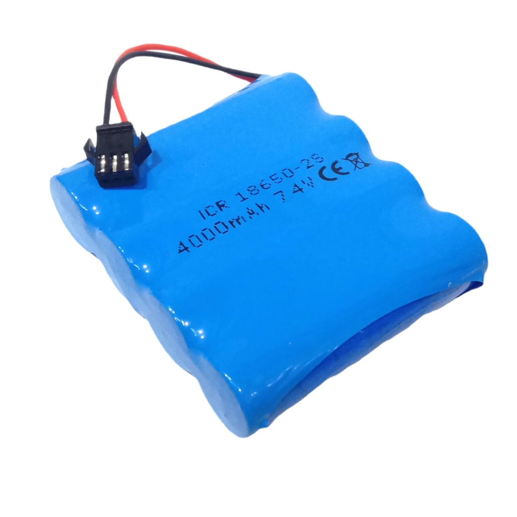 Baterai RC/ Mainan Anak /Speaker &amp; Elektronik Lainnya 4X 18650-2S 4000mAh 7.4V Protektor BMS 4.5A SOKET HITAM 3 PIN