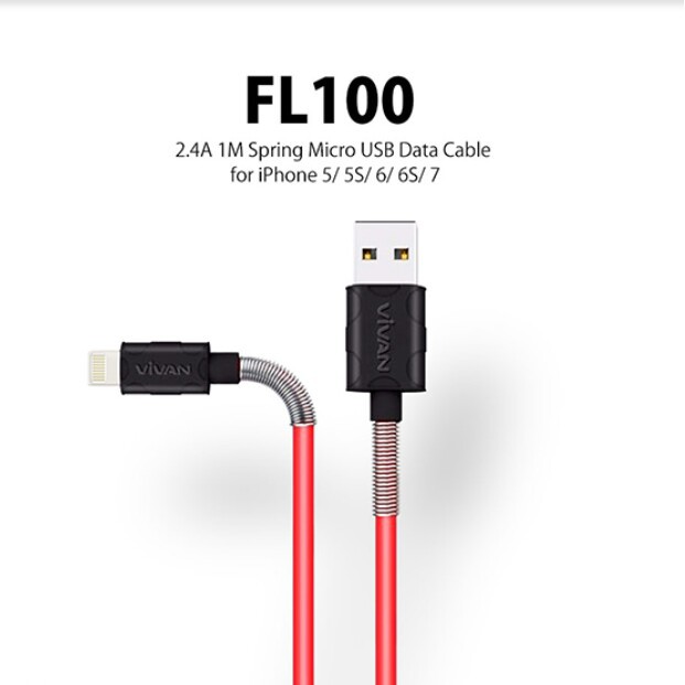 VIVAN lightning cable 2.4A 100cm fast charger VIVAN spring FL100