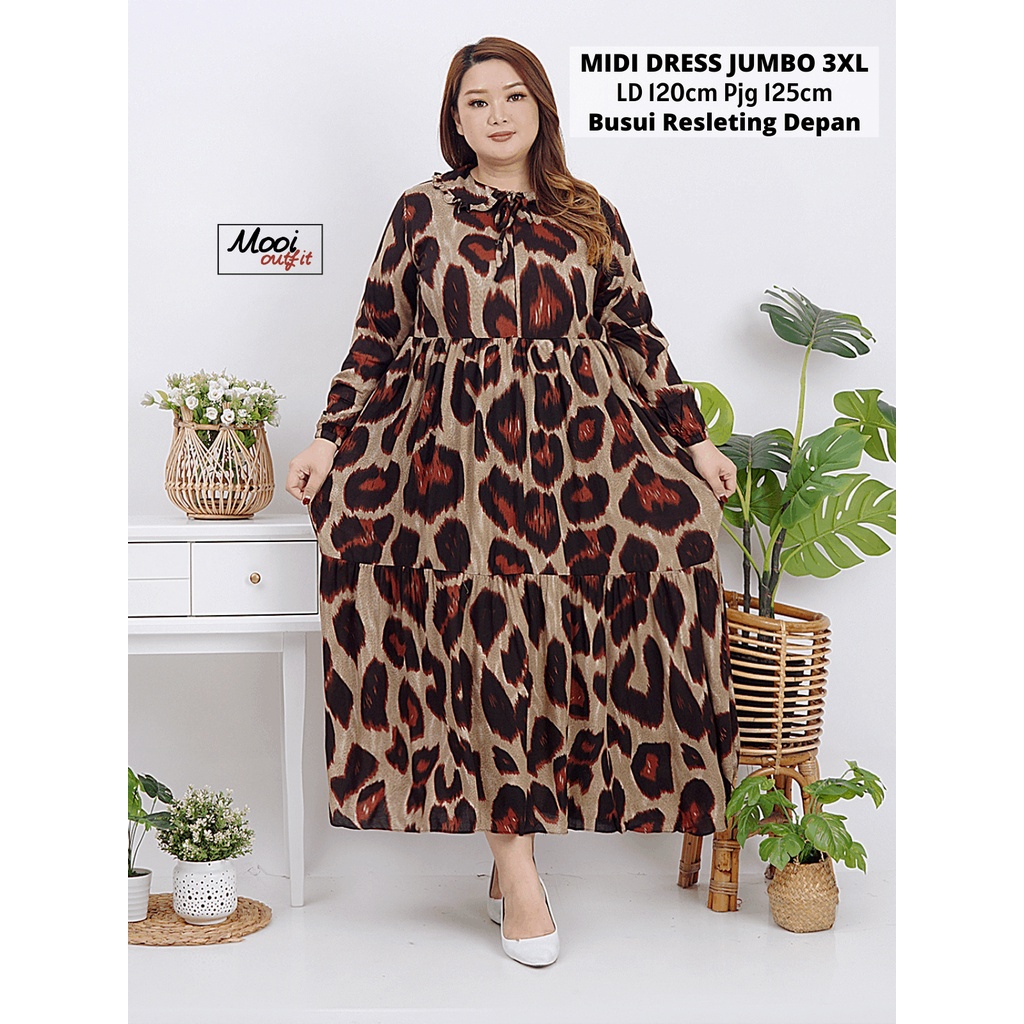 Midi Dress Jumbo  Ld 120 Kekinian Busui Bahan Katun Rayon Model Lio Moa Moela Morist Moana