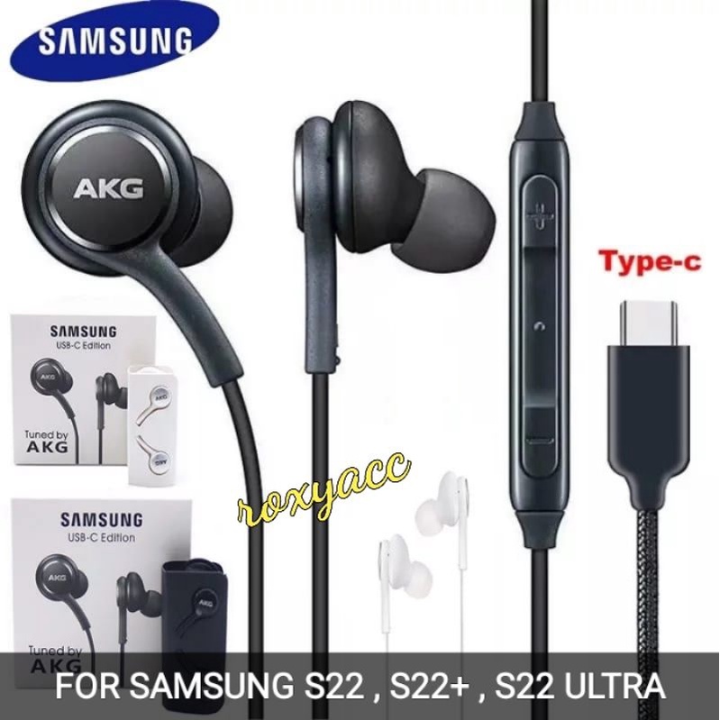 ORIGINAL HEADSET / EARPHONE SAMSUNG S22 , S22 PLUS , S22 ULTRA STEREO PUREBASS TYPE C BY AKG ORIGINA