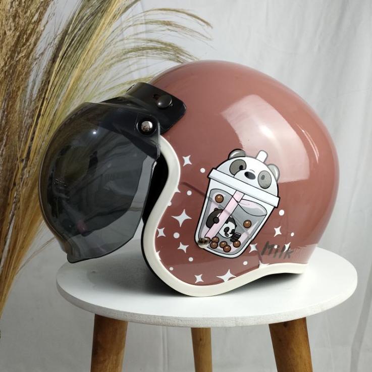 Recomended.. Helm Bogo Aesthetic Wanita Dewasa Retro Motor SNI Kekinian