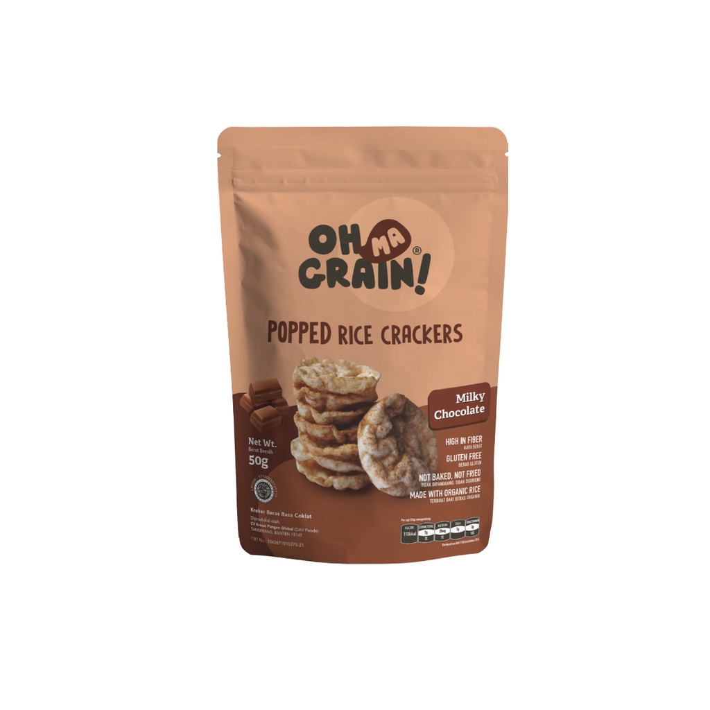 Oh Ma Grain, Organic Brown Rice Cakes Milky Chocolate 50 gr