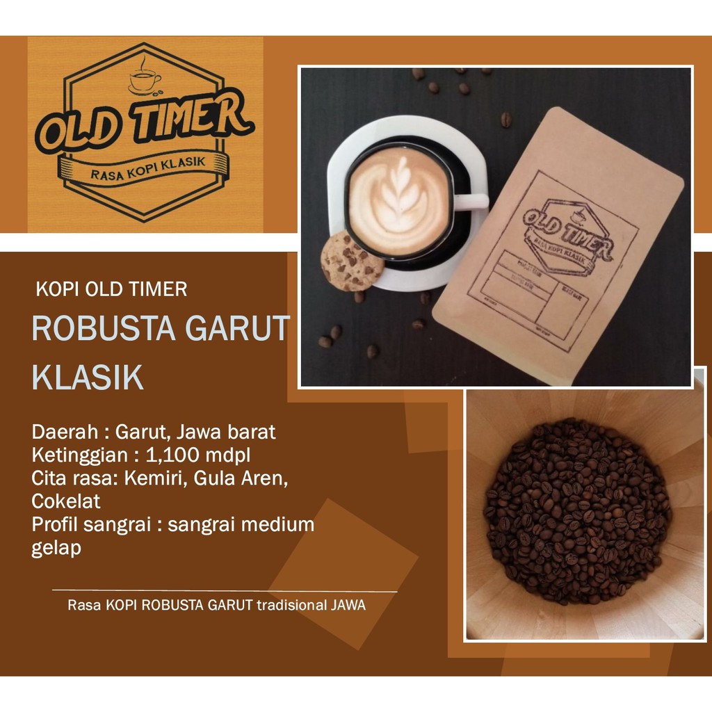 

Kopi 100% Fine Robusta murni garut jawa 200 gr premium roasted coffee bean biji / bubuk Old Timer