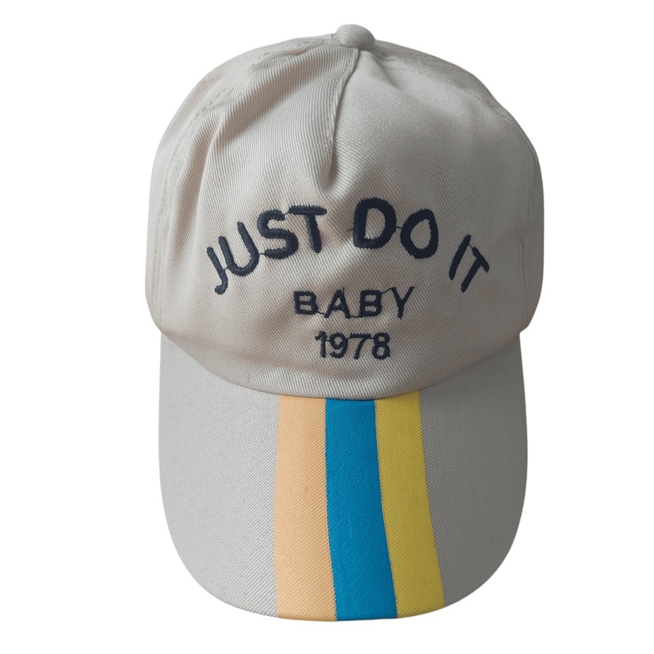 TOPI BASEBALL ANAK LUCKY GIRAFFE / JUST DO IT / SUPER DINO / SUNNY DAY USIA 2-10 TAHUN LAKI PEREMPUAN-TOPI JUST DO IT KREM