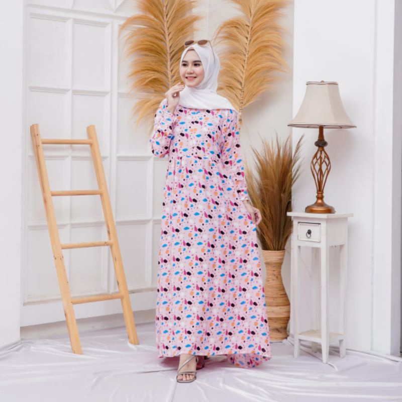 gamis rayon viscose homey dress jumbo ld 120 cm