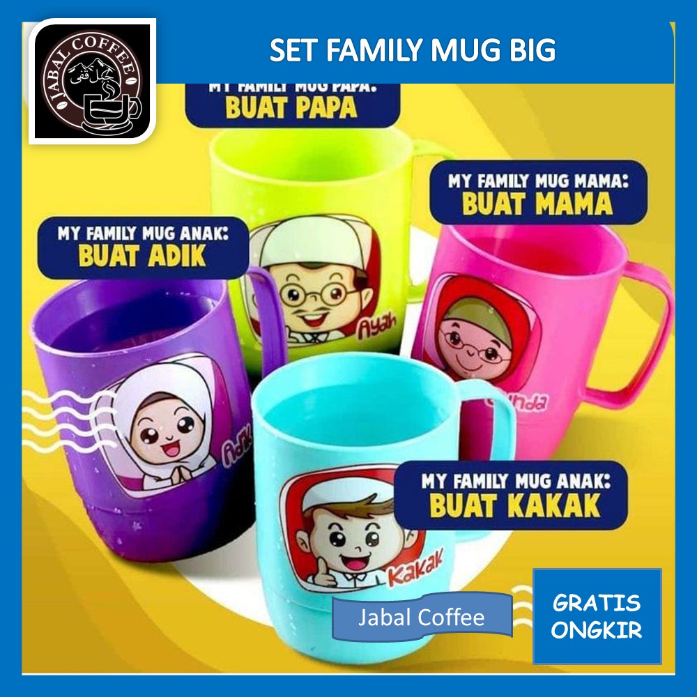 Micro Mug Tahan Panas Dan Dingin / Set Family Mug Bigg Wear 4 Pcs / Mug Minum 300 Ml