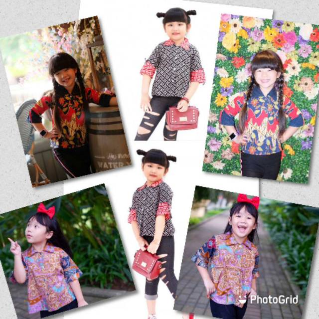 Kemeja Batik  Cewek Berkerah Usia 4-10tahun/ Blouse Batik Anak/ Blouse Anak Rumple/ Blouse Anak