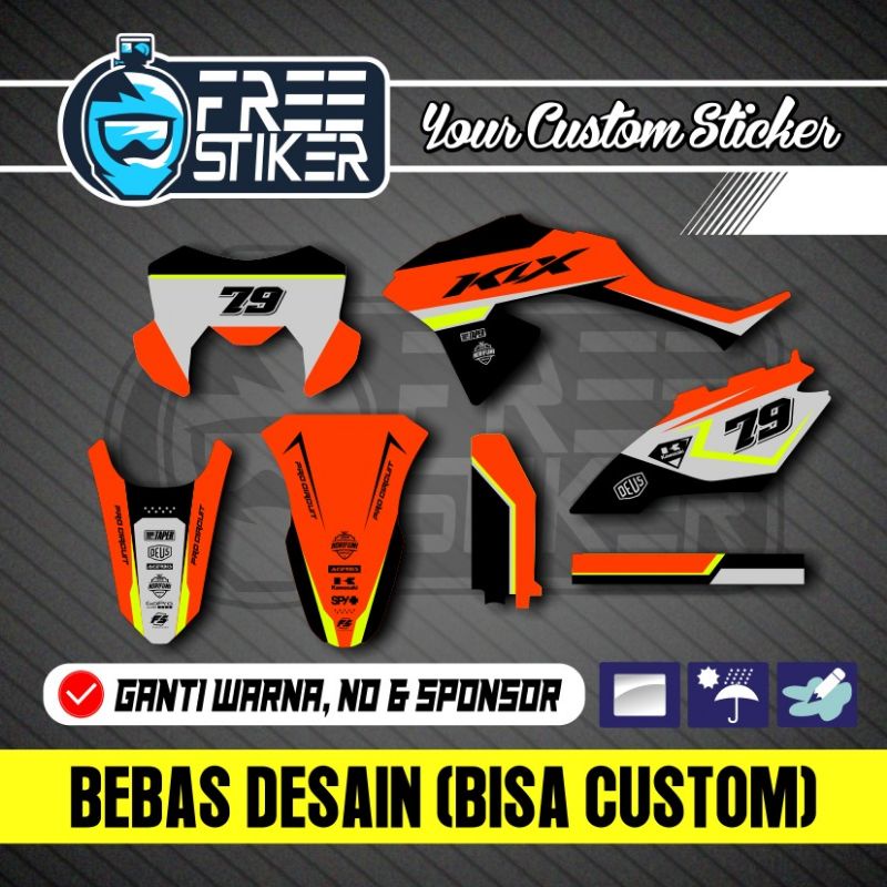 DECAL KLX BF ORANGE STABILO BISA CUSTOM COD