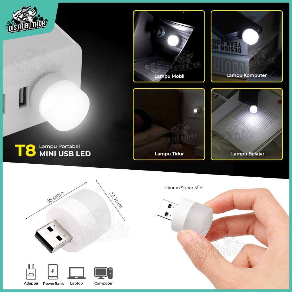 Bohlam Bulat Mini / Mini USB LED Lamp Portable Lampu Belajar 1W