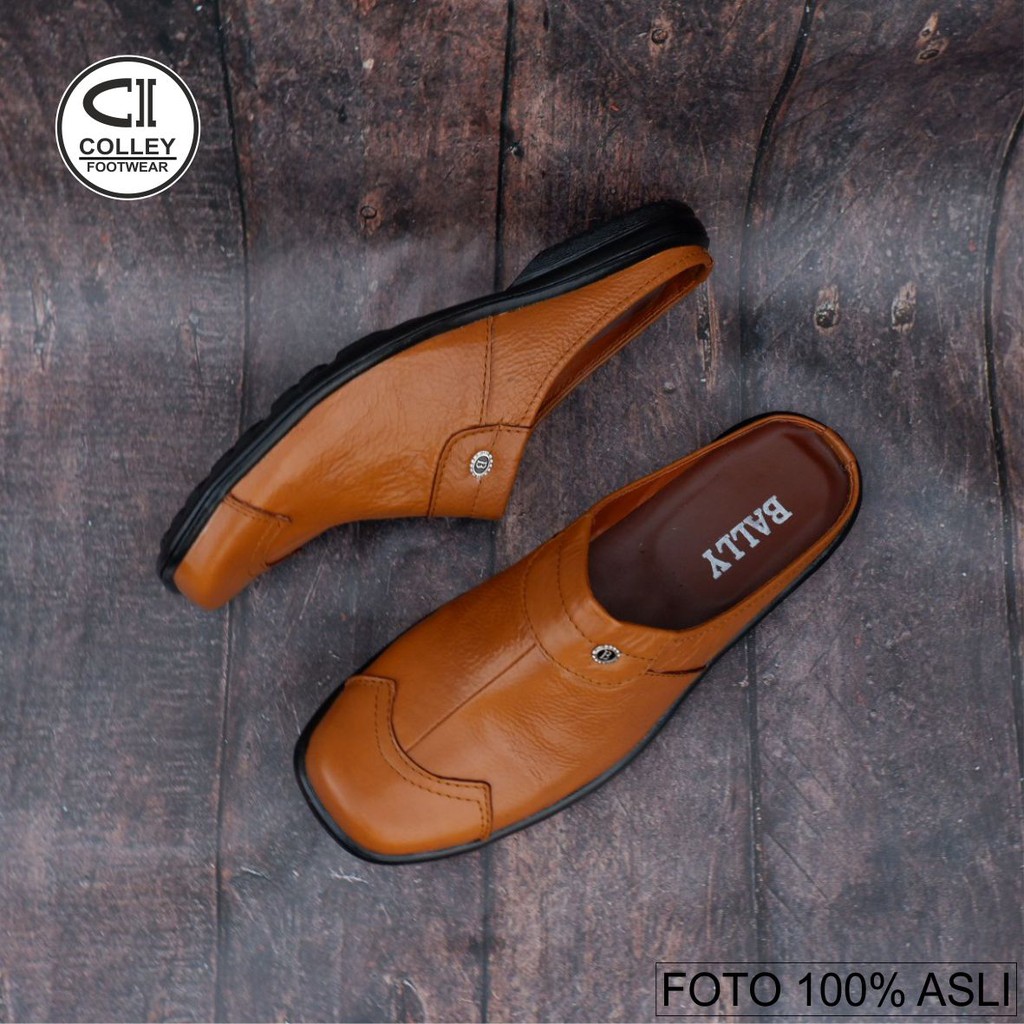 COD - SEPATU BUSTONG PRIA 100% KULIT ASLI / SLOP / CASUAL LEATHER SLOP CLY-BTG.002