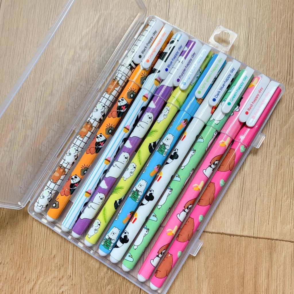 PEN MARBLE WE BARE BEAR 1 SET ISI 10 PIECE LENGKAP ALL VARIAN KUALITAS PREMIUM PULPEN GEL TERMURAH