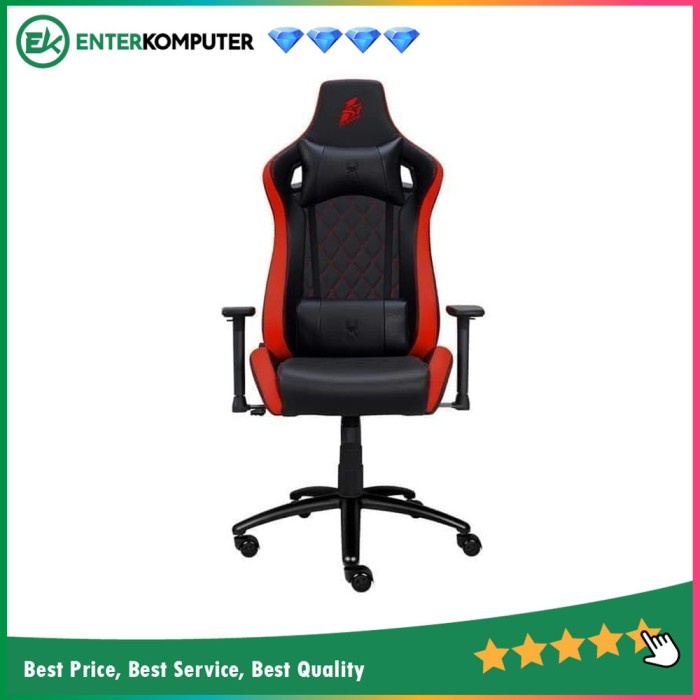 Kursi Gaming 1STPLAYER GAMING CHAIR DK1 - BLACK RED - Comfort - All Steel Skeleton