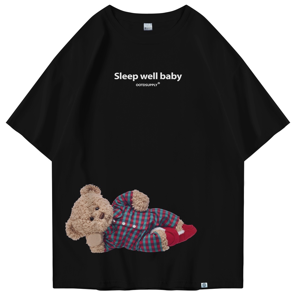 OOTDSUPPLY Oversized Tshirt Sleepwell Black l Oversize Pria & Wanita