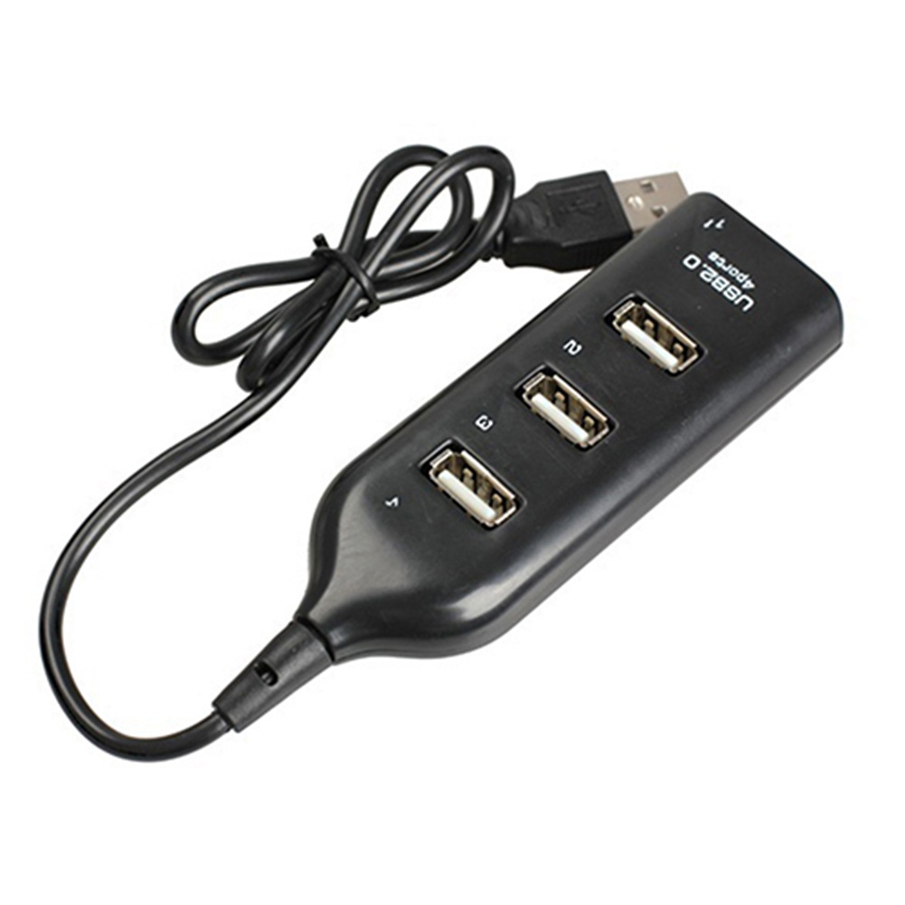 Hub Adapter Splitter 4 Port USB 2.0 Kecepatan Tinggi Warna Hitam Multifungsi Untuk PC Komputer
