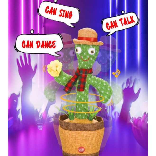 singing dancing cactus boneka kaktus joget flower / cowboy