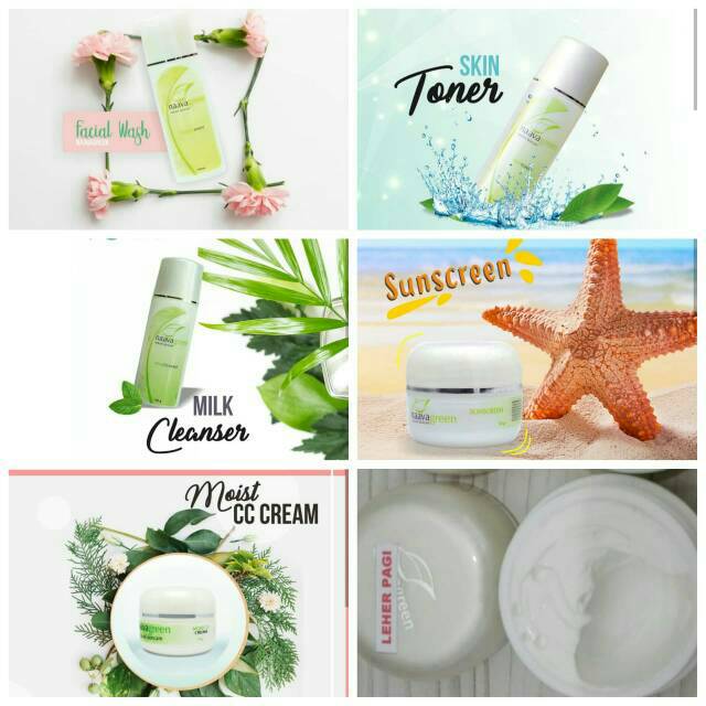 Paket Mencerahkan Kulit Wajah Naavagreen B (6pcs) / With Cream Leher
