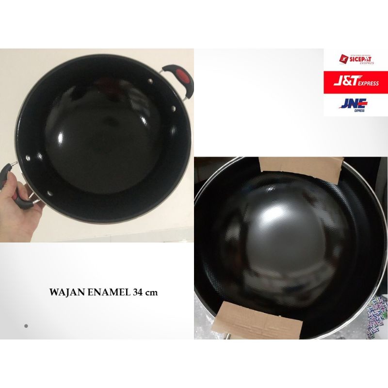 Merpati Store - Wajan Anti Lengket Enamel Wajan Enamel Kuali Wajan Ukuran Sedang