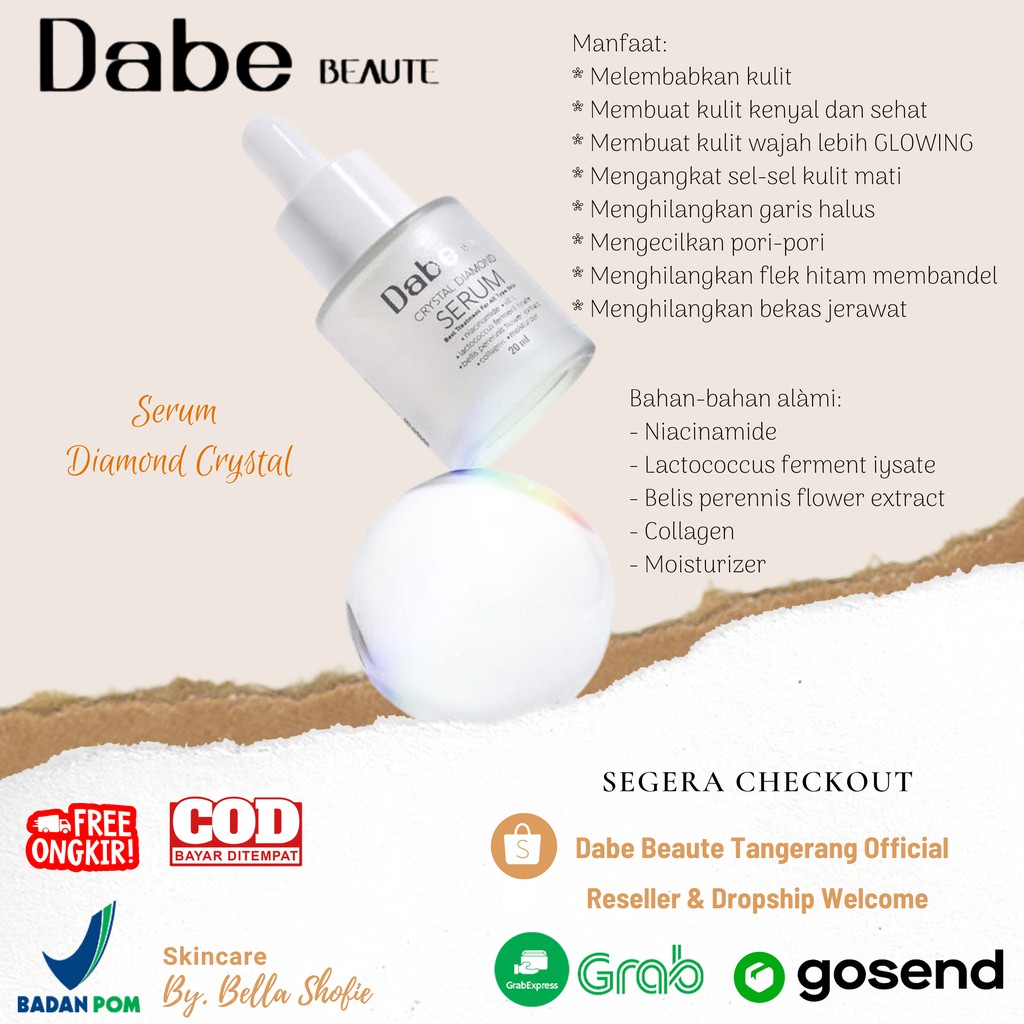 DABE BEAUTE/ DABEAUTE artis bella shofie SERUM CRYSTAL DIAMOND flek hilang wajah mulus glowup [COD]